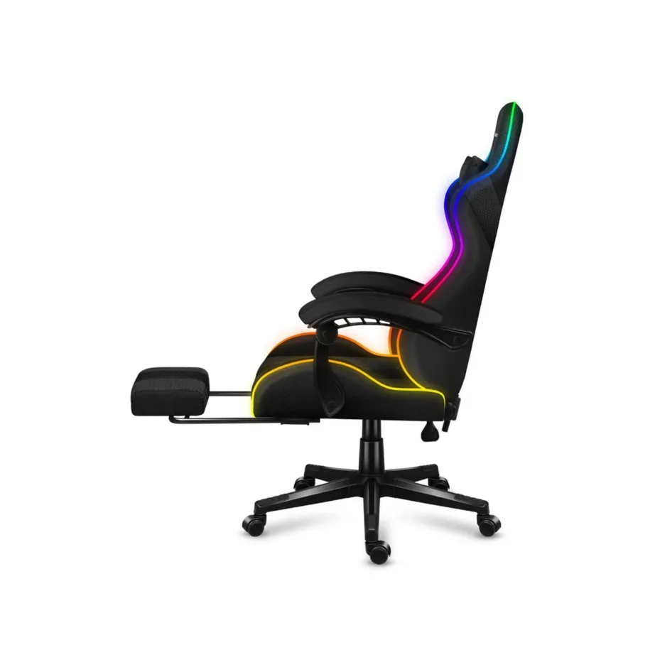 Huzaro Force 4.7 RGB Mesh 67 cm lai must kangast mänguritool jalatoe ja reguleeritava RGB valgustusega, max 140 kg – 7