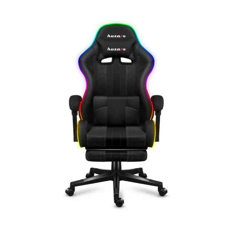 Huzaro Force 4.7 RGB Mesh 67 cm lai must kangast mänguritool jalatoe ja reguleeritava RGB valgustusega, max 140 kg