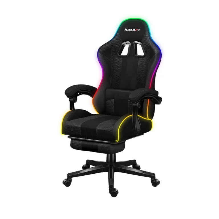 Huzaro Force 4.7 RGB Mesh 67 cm lai must kangast mänguritool jalatoe ja reguleeritava RGB valgustusega, max 140 kg
