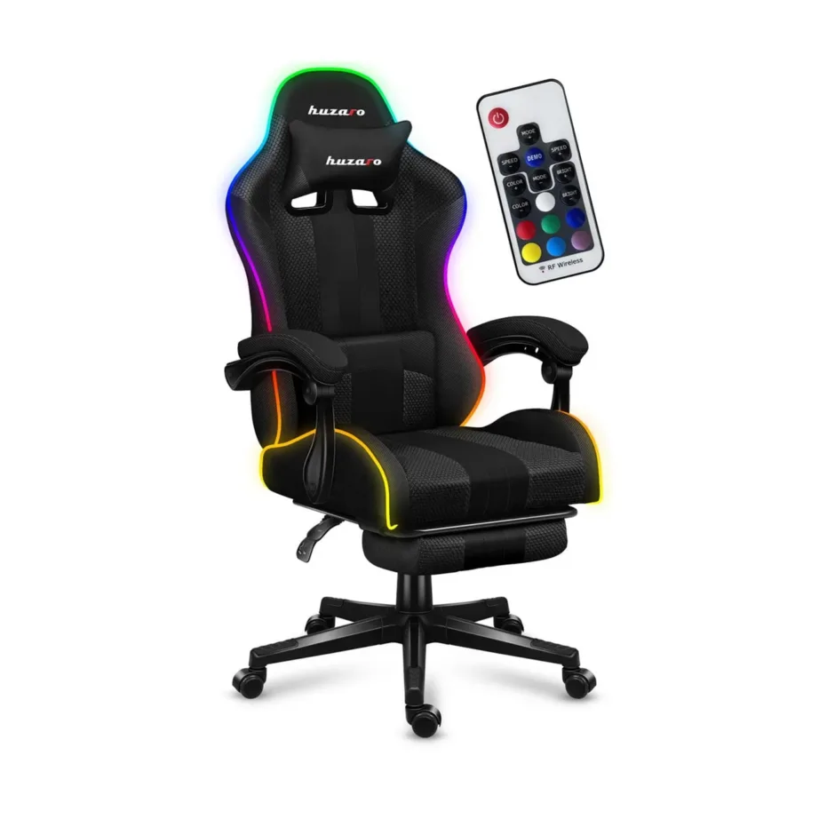 Huzaro Force 4.7 RGB Mesh 67 cm lai must kangast mänguritool jalatoe ja reguleeritava RGB valgustusega, max 140 kg