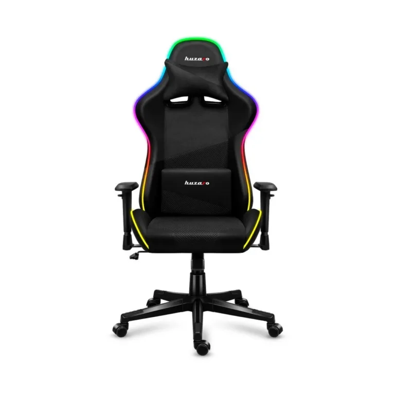 Huzaro Force 6.3 RGB Mesh 125–135 cm must/multicolor ergonoomiline PC mänguritool, valgustusega ja reguleeritava seljatoega, terasraam, 130 kg