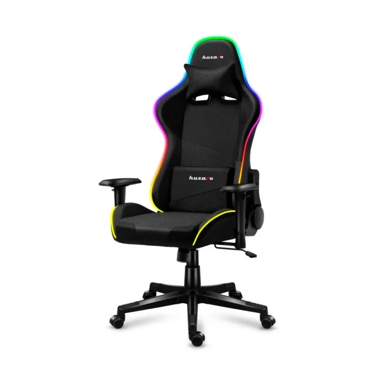 Huzaro Force 6.3 RGB Mesh 125–135 cm must/multicolor ergonoomiline PC mänguritool, valgustusega ja reguleeritava seljatoega, terasraam, 130 kg