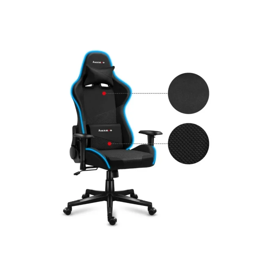 Huzaro Force 6.3 RGB Mesh 125–135 cm must/multicolor ergonoomiline PC mänguritool, valgustusega ja reguleeritava seljatoega, terasraam, 130 kg – 14