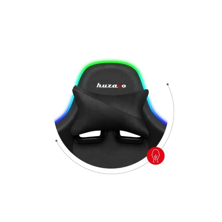 Huzaro Force 6.3 RGB Mesh 125–135 cm must/multicolor ergonoomiline PC mänguritool, valgustusega ja reguleeritava seljatoega, terasraam, 130 kg