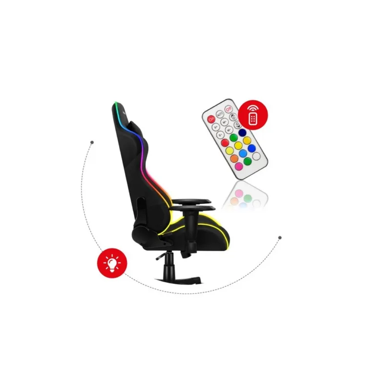 Huzaro Force 6.3 RGB Mesh 125–135 cm must/multicolor ergonoomiline PC mänguritool, valgustusega ja reguleeritava seljatoega, terasraam, 130 kg
