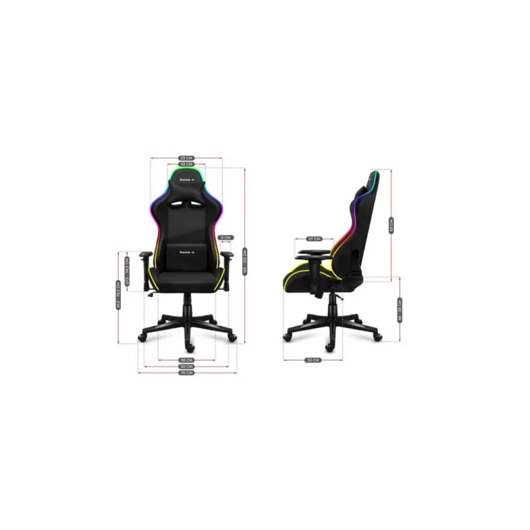 Huzaro Force 6.3 RGB Mesh 125–135 cm must/multicolor ergonoomiline PC mänguritool, valgustusega ja reguleeritava seljatoega, terasraam, 130 kg