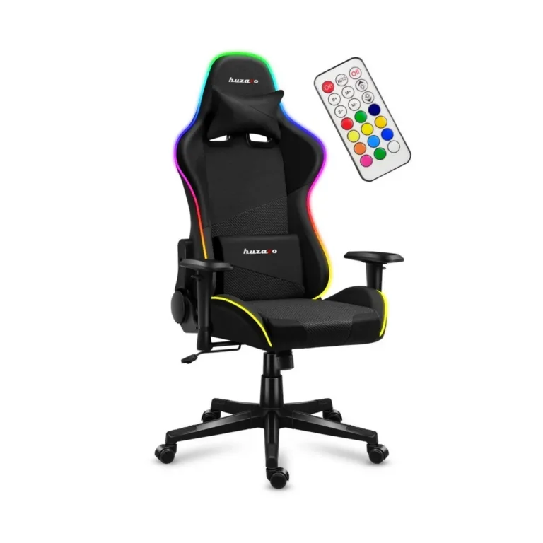 Huzaro Force 6.3 RGB Mesh 125–135 cm must/multicolor ergonoomiline PC mänguritool, valgustusega ja reguleeritava seljatoega, terasraam, 130 kg