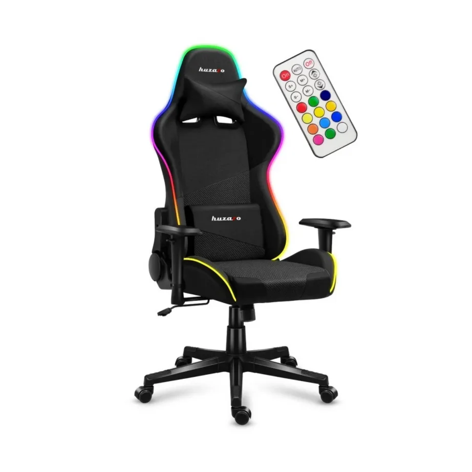 Huzaro Force 6.3 RGB Mesh 125–135 cm must/multicolor ergonoomiline PC mänguritool, valgustusega ja reguleeritava seljatoega, terasraam, 130 kg – 9