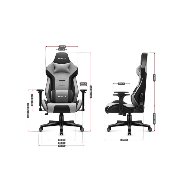 Huzaro Force 7.6 hall-must kangast ergonoomiline mänguritool, 150 kg kandevõime, kallutatav seljatugi, 3D käetoed, nimmepadi ja kaelapadi