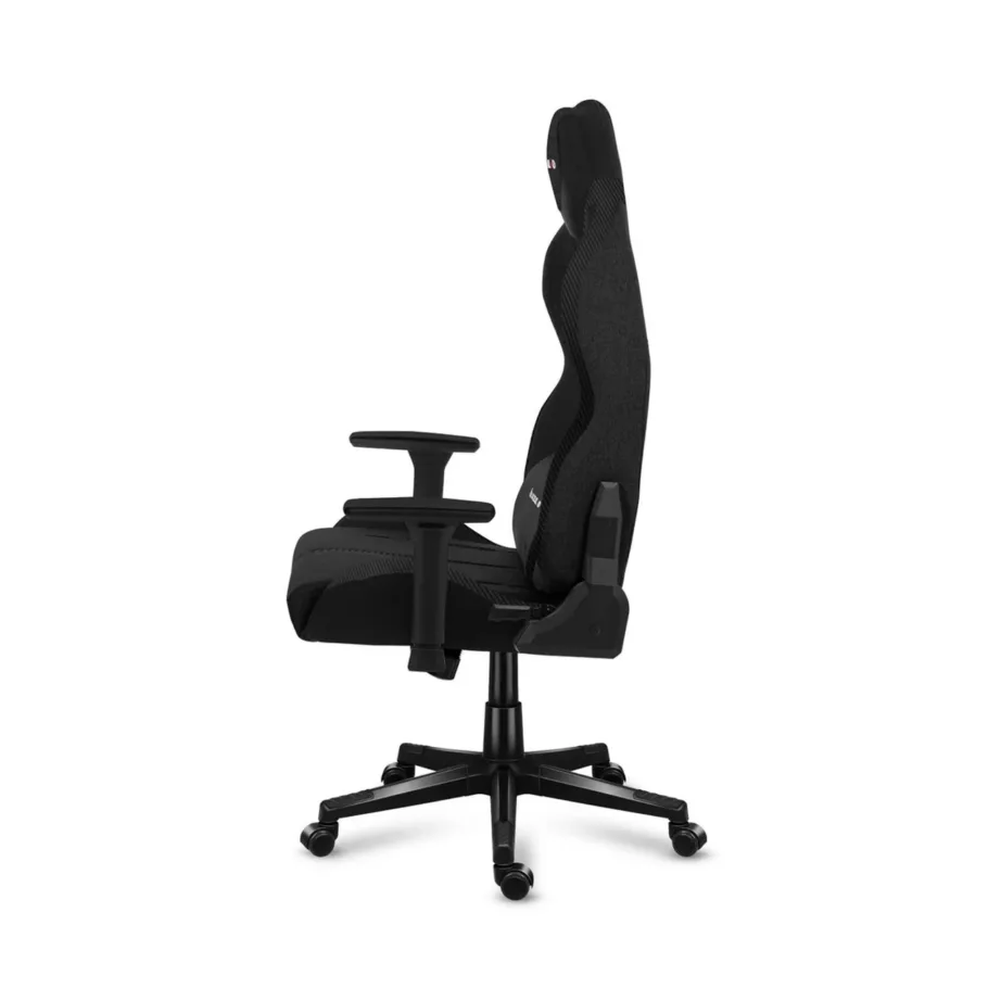 Huzaro Force 7.9 must tekstiilist gaming-tool 73x73x128–138 cm, ergonoomiline, reguleeritav seljatugi 90–160°, 150 kg kandevõime, PU rataste ja kõva käetoega – 5