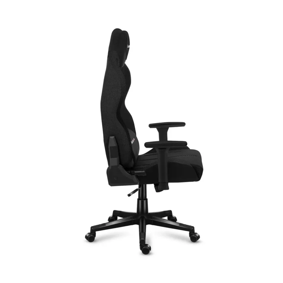Huzaro Force 7.9 must tekstiilist gaming-tool 73x73x128–138 cm, ergonoomiline, reguleeritav seljatugi 90–160°, 150 kg kandevõime, PU rataste ja kõva käetoega – 6