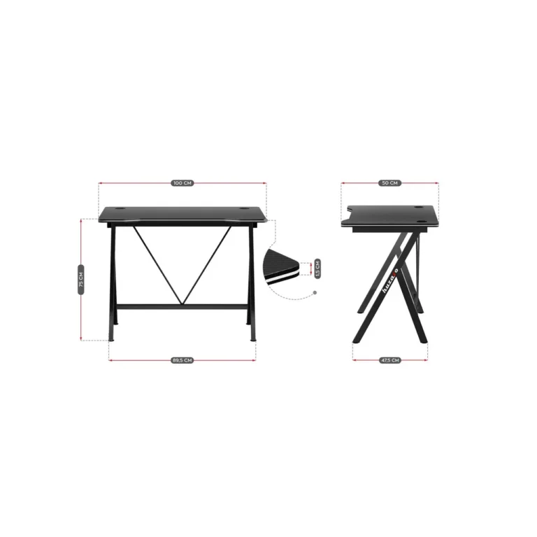 Huzaro Hero 1.4 Black 100x50x75 cm MDF/karboonviimistlusega mängurilaud kaabliavadega