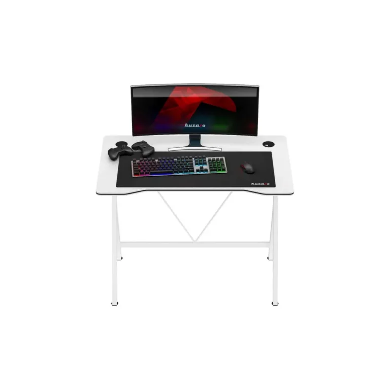 Huzaro Hero 1.4 White 100x50 cm valge MDF/metallist gaming laud kaabliavadega