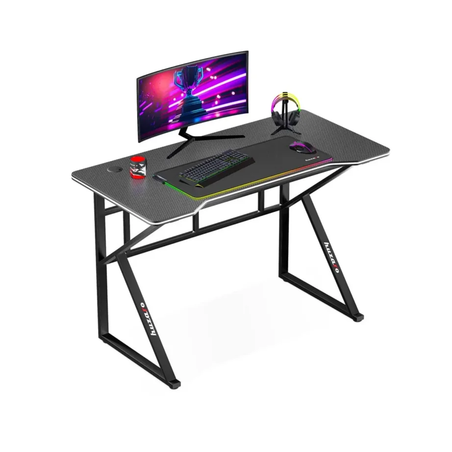 Huzaro Hero 1.6 Black 120x60x75 cm metallraamiga MDF süsinikmust mängurilaud kaabliavadega – 2