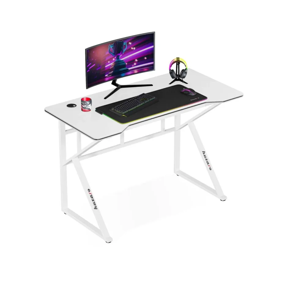 Huzaro Hero 1.6 White 120x60x75 cm valge metallraamiga MDF-mängurilaud kaabliavadega – 2