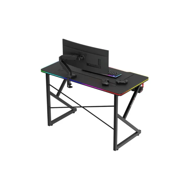 Huzaro Hero 1.7 RGB Black 120x60 cm LED-valgustusega mängulaud joogitopsi- ja klapikonksuga