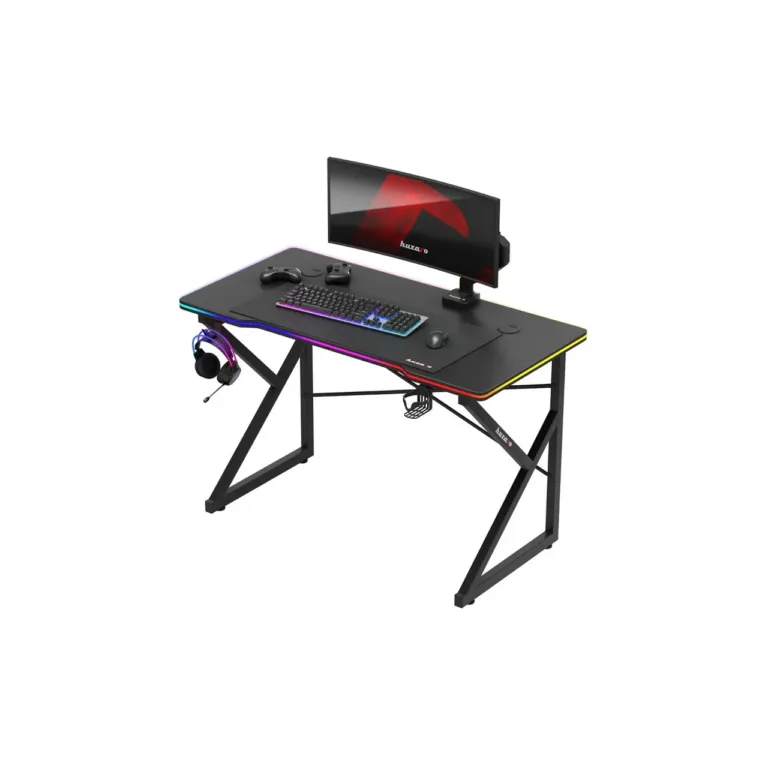 Huzaro Hero 1.7 RGB Black 120x60 cm LED-valgustusega mängulaud joogitopsi- ja klapikonksuga