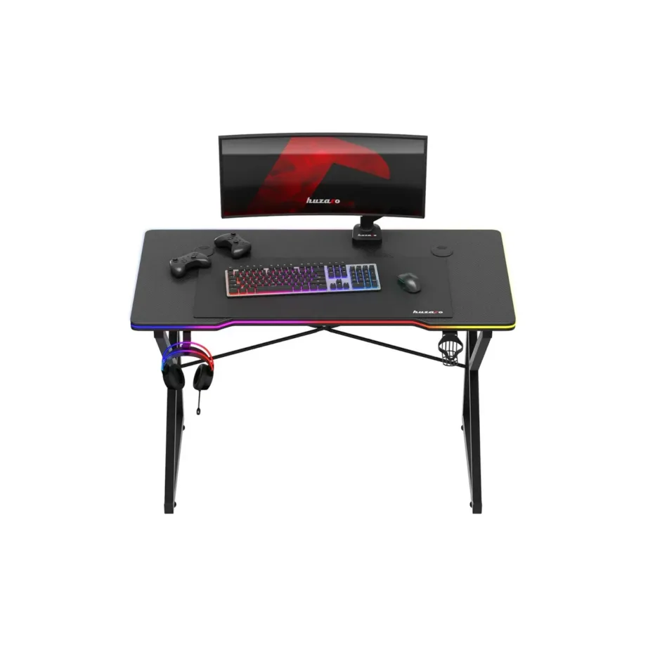 Huzaro Hero 1.7 RGB Black 120×60 cm LED-valgustusega mängulaud joogitopsi- ja klapikonksuga – 8