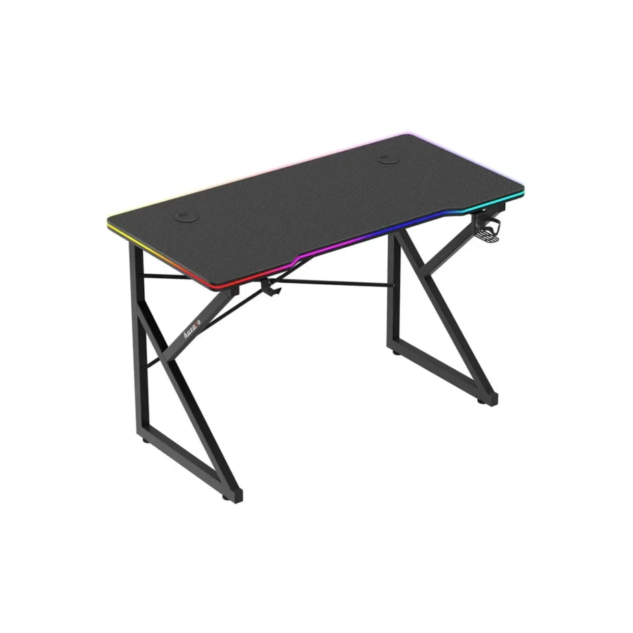 Huzaro Hero 1.7 RGB Black 120×60 cm LED-valgustusega mängulaud joogitopsi- ja klapikonksuga