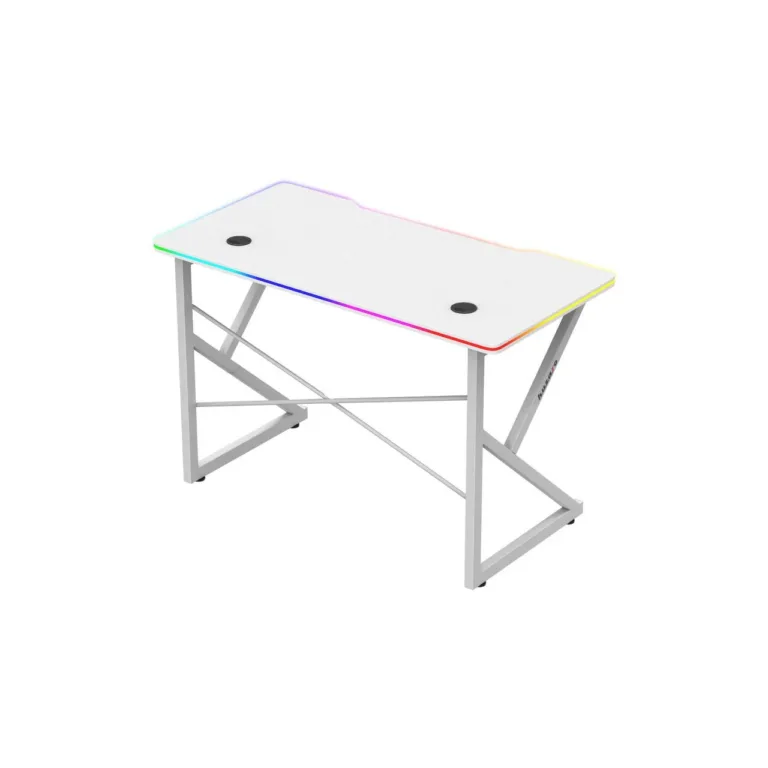 Huzaro Hero 1.7 RGB White 120x60 cm valge mängurilaud LED-valgustuse, joogitopsi ja kõrvaklappide hoidikuga