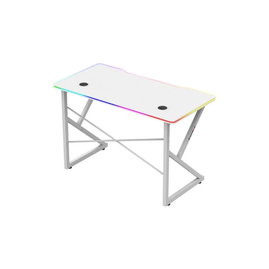 Huzaro Hero 1.7 RGB White 120×60 cm valge mängurilaud LED-valgustuse, joogitopsi ja kõrvaklappide hoidikuga – 3