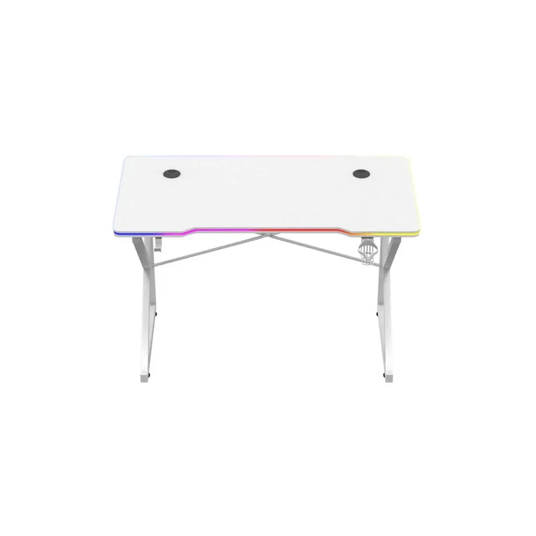 Huzaro Hero 1.7 RGB White 120x60 cm valge mängurilaud LED-valgustuse, joogitopsi ja kõrvaklappide hoidikuga