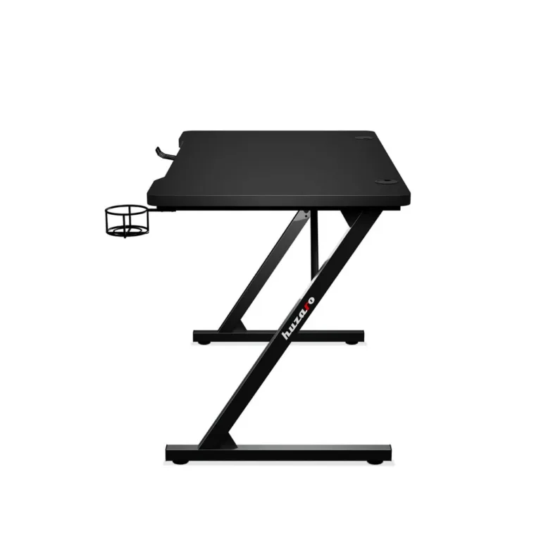 Huzaro Hero 1.8 Black 100x60 cm must mängurilaud kaabliavade ja hoidikutega, terasraam, MDF lauaplaat