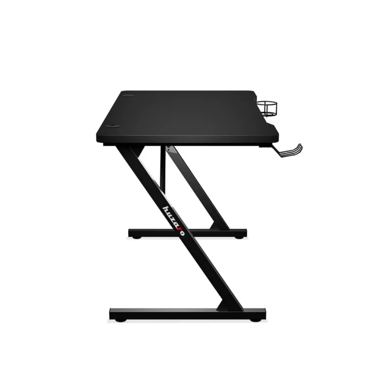 Huzaro Hero 1.8 Black 100x60 cm must mängurilaud kaabliavade ja hoidikutega, terasraam, MDF lauaplaat