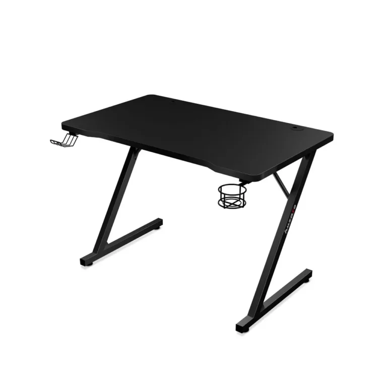 Huzaro Hero 1.8 Black 100x60 cm must mängurilaud kaabliavade ja hoidikutega, terasraam, MDF lauaplaat