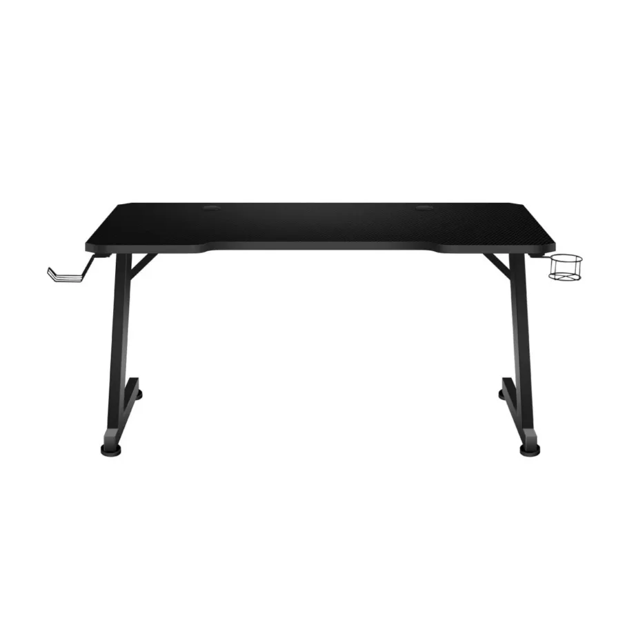 Huzaro Hero 2.5 120×60 cm must HDF lauaplaat, alumiiniumraamiga arvutilaud juhtmeavade, klapikonksu ja topsihoidjaga – 5