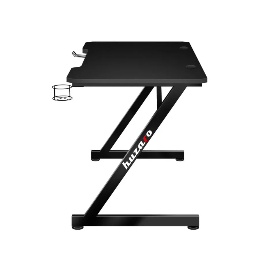 Huzaro Hero 2.5 120×60 cm must HDF lauaplaat, alumiiniumraamiga arvutilaud juhtmeavade, klapikonksu ja topsihoidjaga – 6