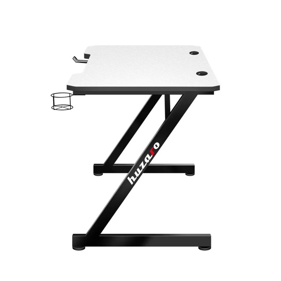 Huzaro Hero 2.5 White 120×60 cm valge HDF mängulaud alumiiniumraamiga, klapikonksu ja topsihoidjaga – 2