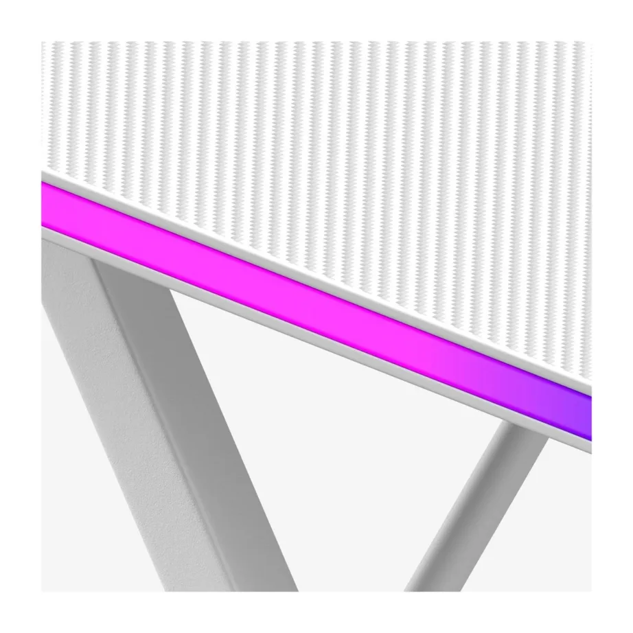 Huzaro Hero 2.5 White RGB 120×60 cm valge terasraamiga LED-taustvalgustusega mängurilaud USB-pesade ja tarvikute hoidikutega - 11