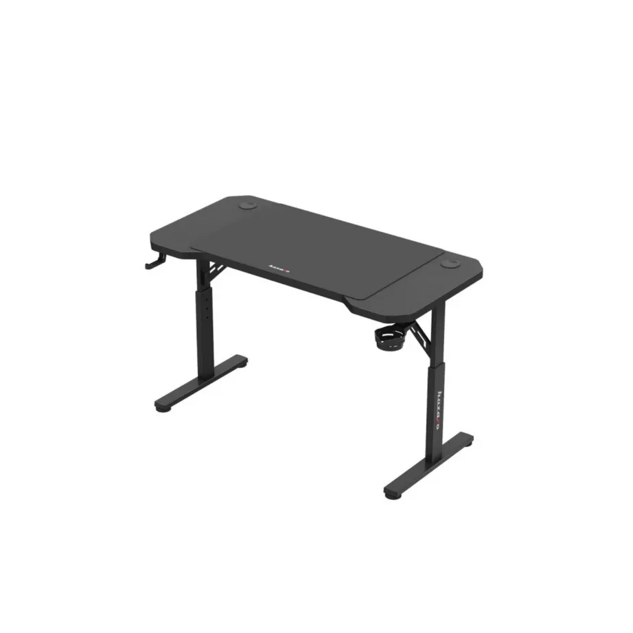 Huzaro Hero 2.6 120×60 cm must metallraamiga reguleeritava kõrgusega mängurilaud, kruusi- ja kõrvaklapihoidikuga – 9