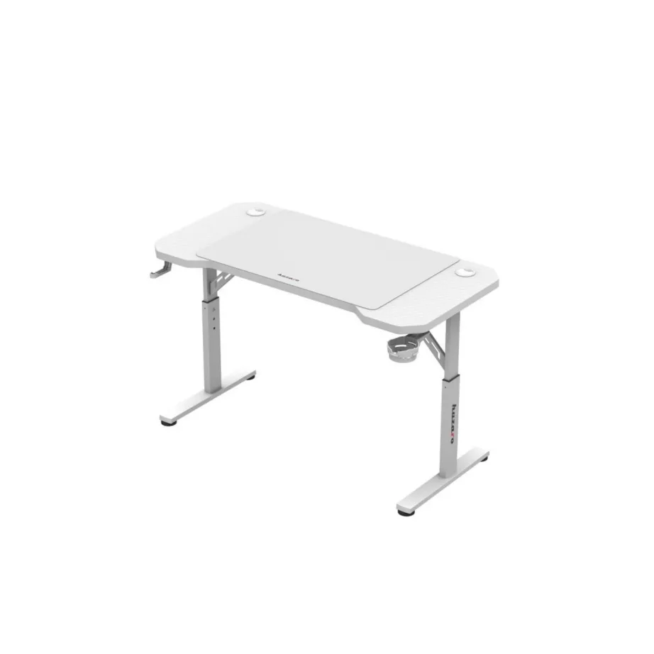 Huzaro Hero 2.6 White 120×60 cm valge metallraamiga mängurilaud kaabliavade ja kõrvaklapihoidikuga – 3