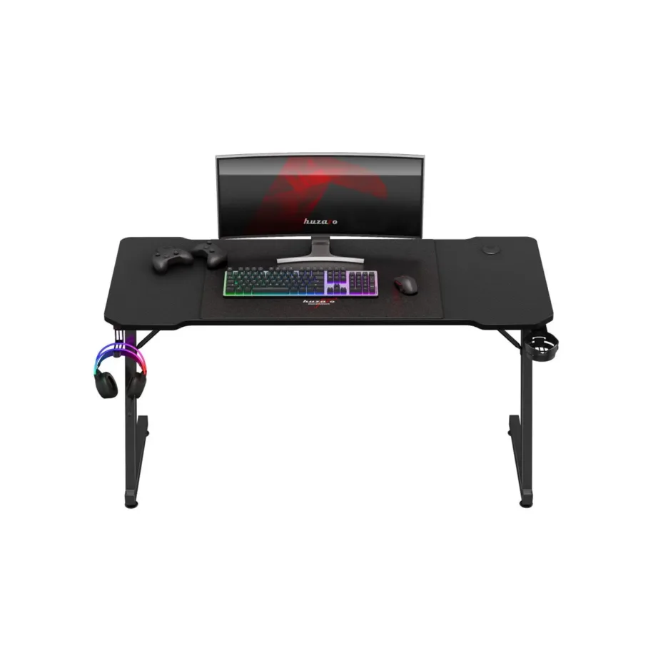 Huzaro Hero 3.3 Black 140×60 cm must mängurilaud kaablihaldussüsteemi ja tarvikute hoidikutega – 5