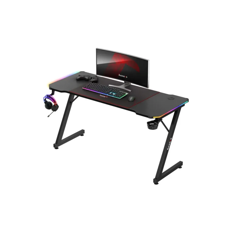 Huzaro Hero 3.3 RGB 140×60 cm must LED-valgustusega mängurilaud kaablihalduse ja tarvikute hoidikutega – 6