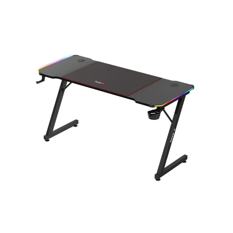 Huzaro Hero 3.3 RGB 140x60 cm must LED-valgustusega mängurilaud kaablihalduse ja tarvikute hoidikutega