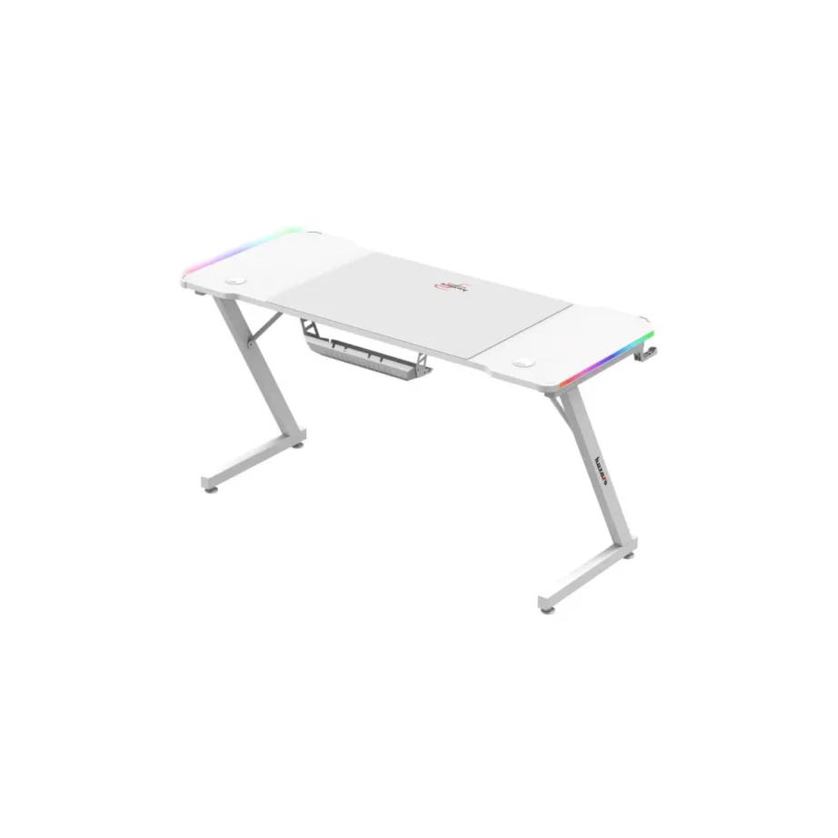 Huzaro Hero 3.3 White RGB 140×60 cm valge LED-valgustusega arvutilaud mänguritele ja kodukontorisse - 2