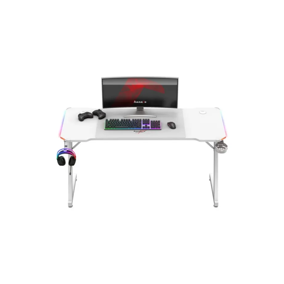 Huzaro Hero 3.3 White RGB 140×60 cm valge LED-valgustusega arvutilaud mänguritele ja kodukontorisse - 5