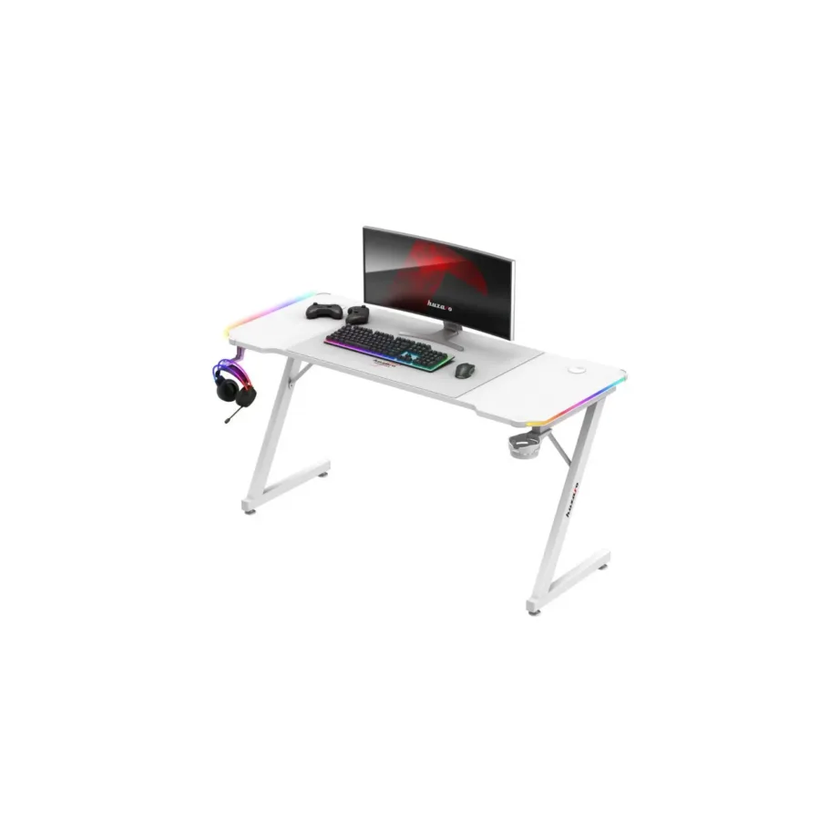 Huzaro Hero 3.3 White RGB 140×60 cm valge LED-valgustusega arvutilaud mänguritele ja kodukontorisse - 6