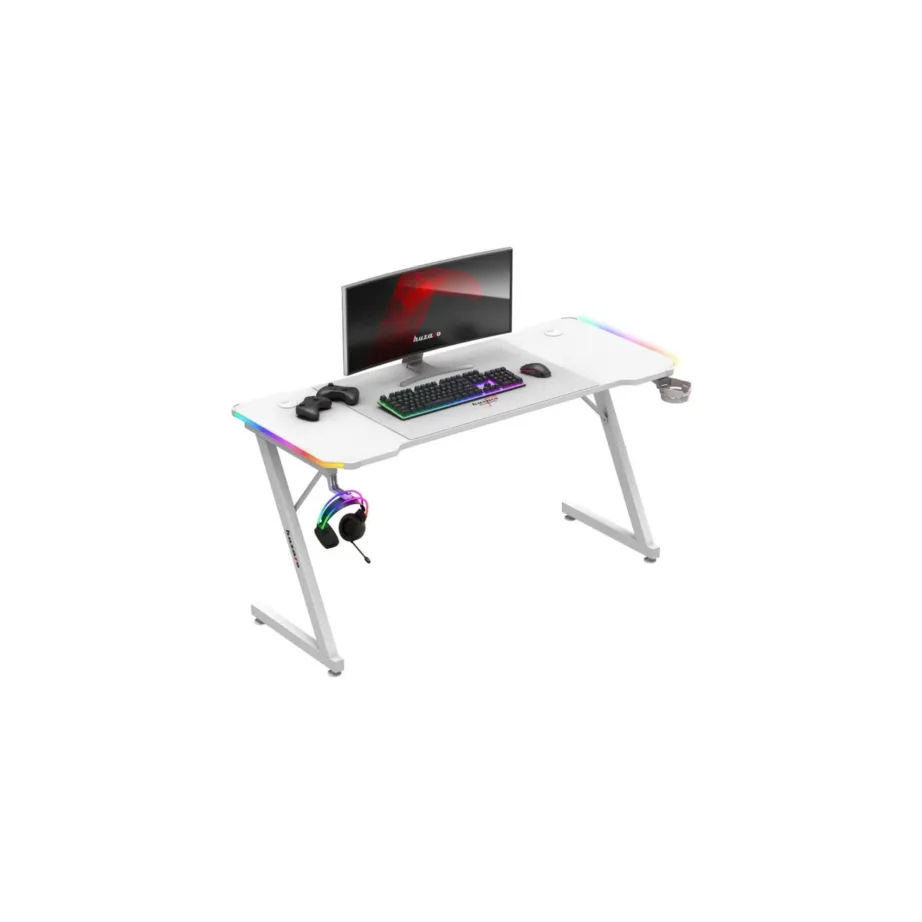 Huzaro Hero 3.3 White RGB 140×60 cm valge LED-valgustusega arvutilaud mänguritele ja kodukontorisse - 7