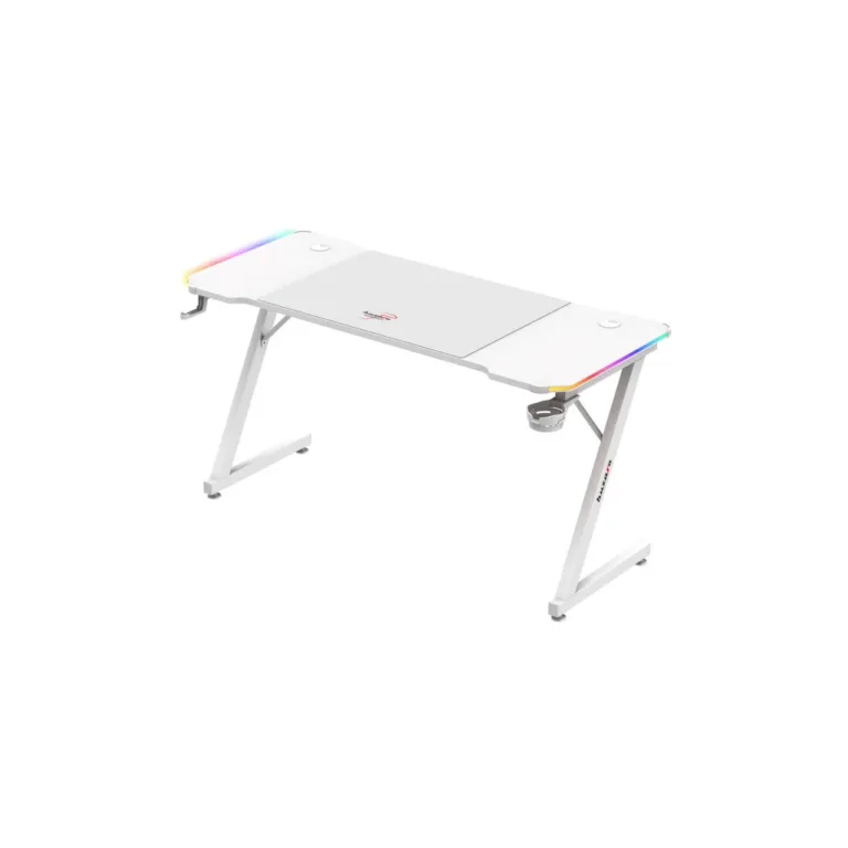 Huzaro Hero 3.3 White RGB 140x60 cm valge LED-valgustusega arvutilaud mänguritele ja kodukontorisse