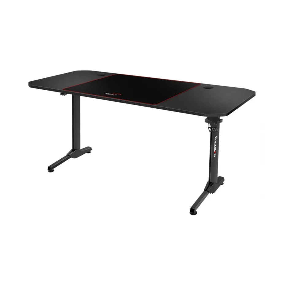 Huzaro Hero 4.7 160×75 cm must mängurilaud karbonviimistlusega, MDF, alumiiniumraam, hiirematt ja tarvikute hoidjad – 4