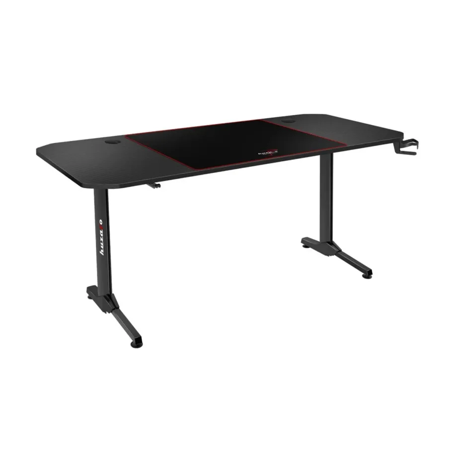 Huzaro Hero 4.7 160×75 cm must mängurilaud karbonviimistlusega, MDF, alumiiniumraam, hiirematt ja tarvikute hoidjad – 5