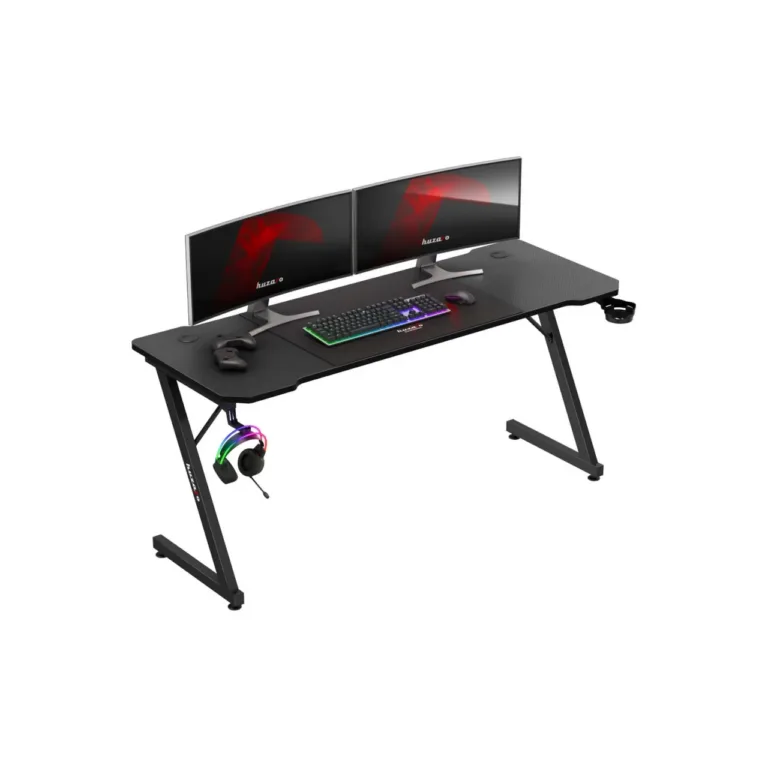 Huzaro Hero 4.8 Black 160x60 cm must sirge mängurilaud kaabli- ja topsihoidikuga ning kõrvaklapikonksuga