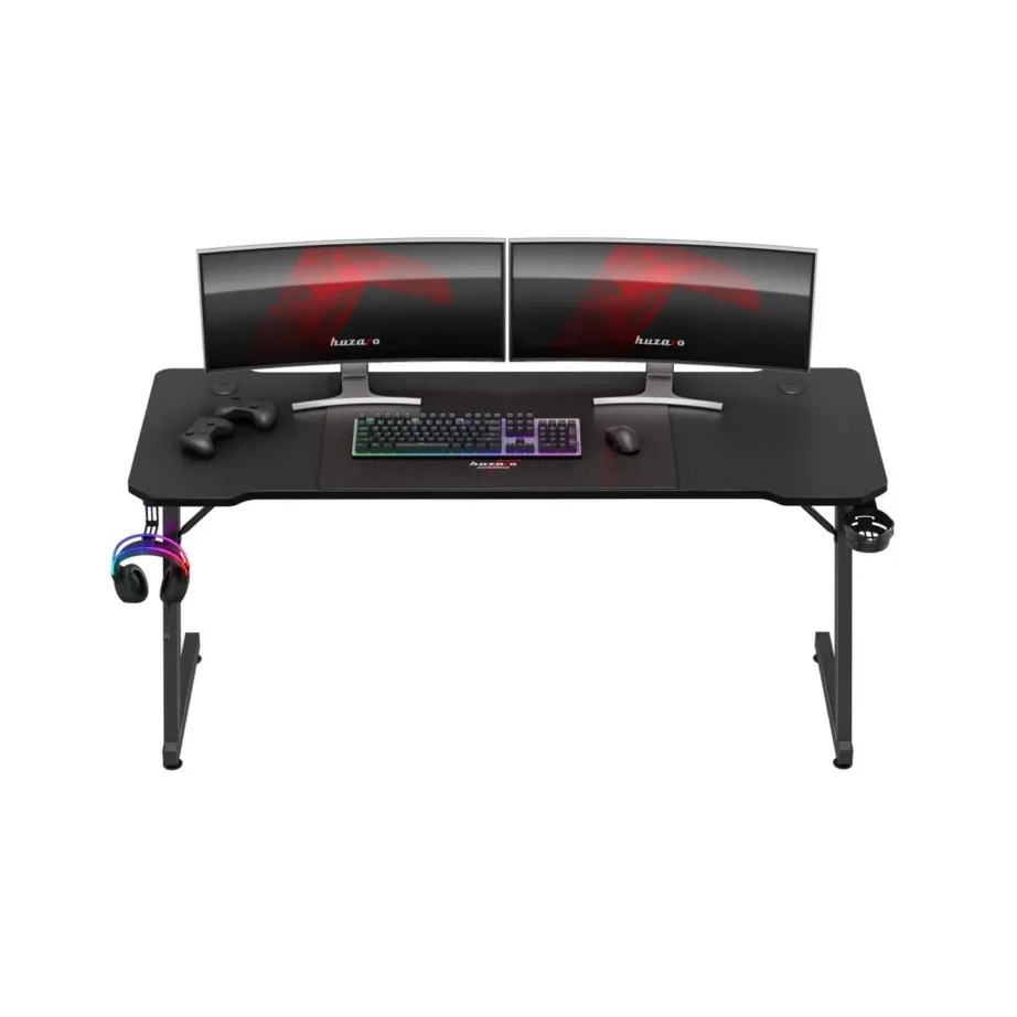 Huzaro Hero 4.8 Black 160×60 cm must sirge mängurilaud kaabli- ja topsihoidikuga ning kõrvaklapikonksuga – 6