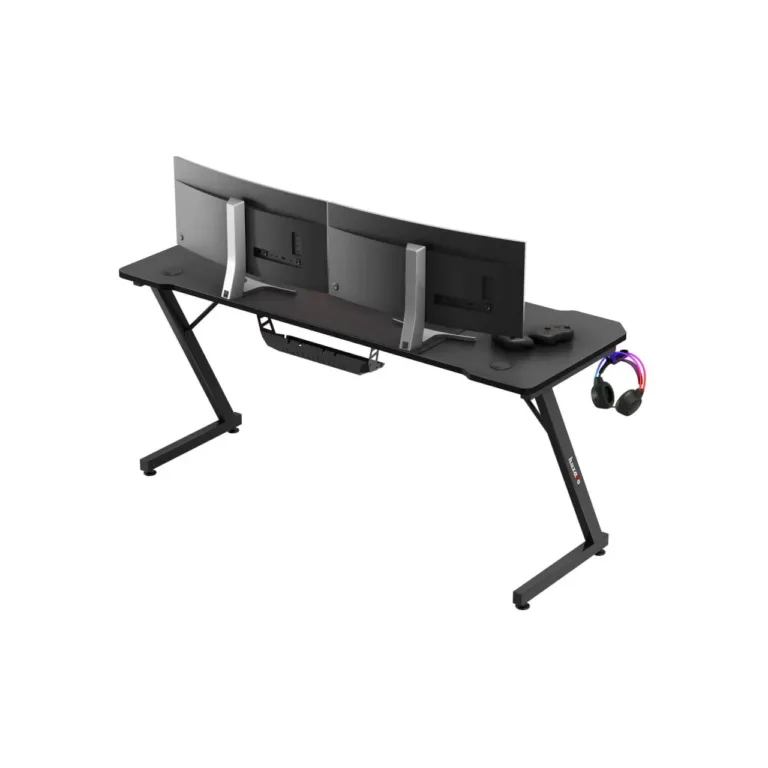 Huzaro Hero 4.8 Black 160x60 cm must sirge mängurilaud kaabli- ja topsihoidikuga ning kõrvaklapikonksuga