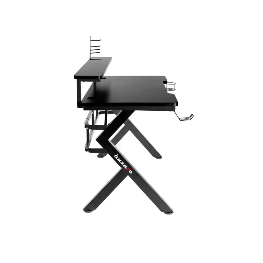 Huzaro Hero 5.0 120×60 cm must alumiiniumraamiga süsinikkiust mänguriarvutilaud kaablihalduse ja klapikonksuga – 2