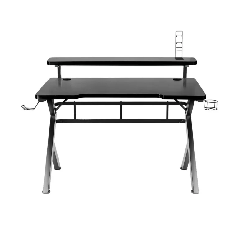 Huzaro Hero 5.0 120x60 cm must alumiiniumraamiga süsinikkiust mänguriarvutilaud kaablihalduse ja klapikonksuga